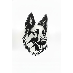 Owczarek na ściane dekoracja z drewna - czarna loft