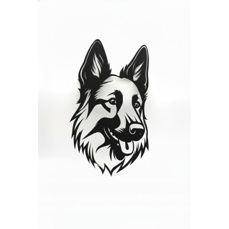 Owczarek na ściane dekoracja z drewna - czarna loft